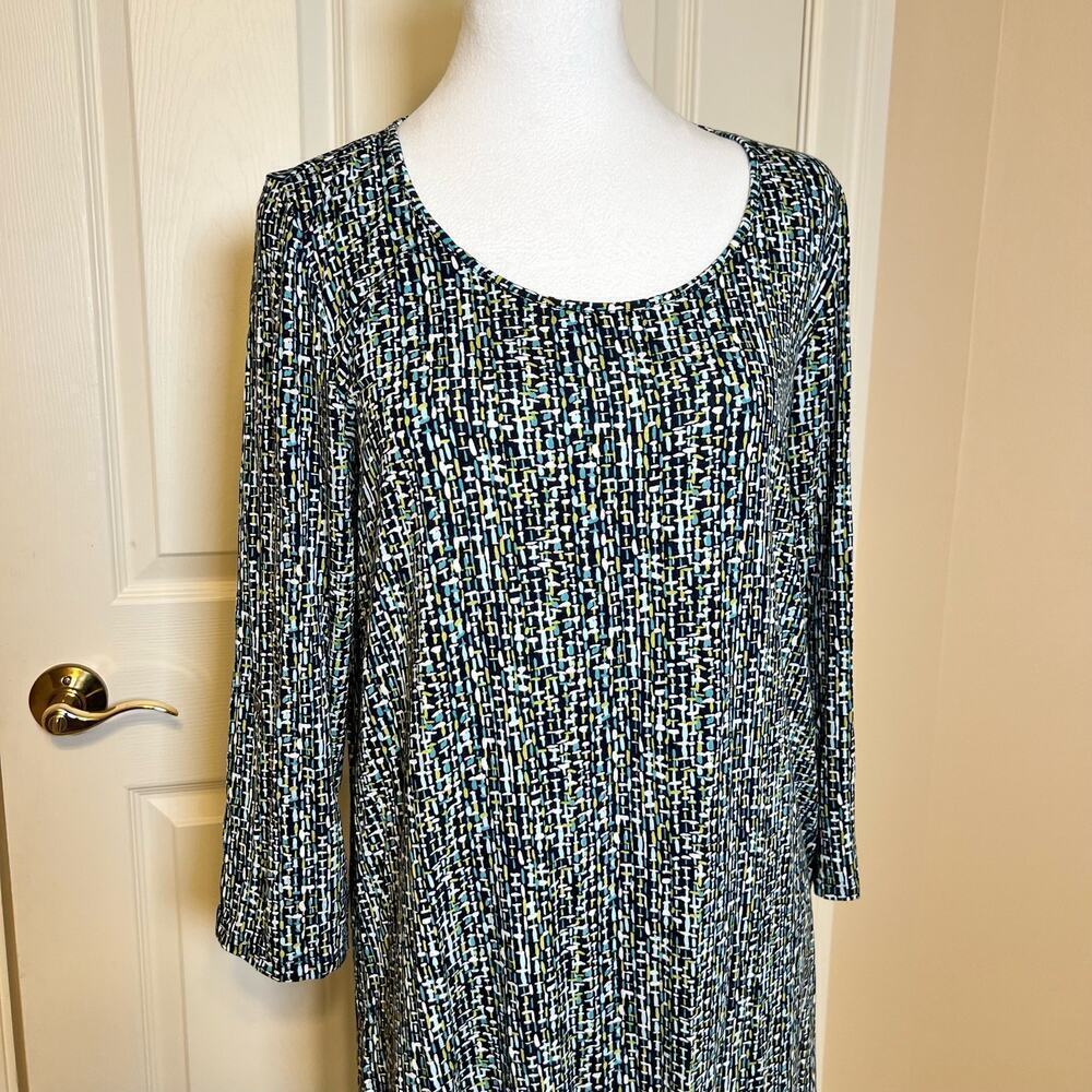 J Jill Wearever Collection Tunic Top Green and Blue Size Medium Stretch Jersey